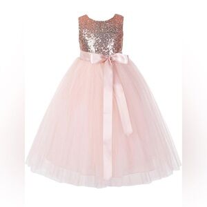Sparkling Pink Tulle Dress with Satin Bow